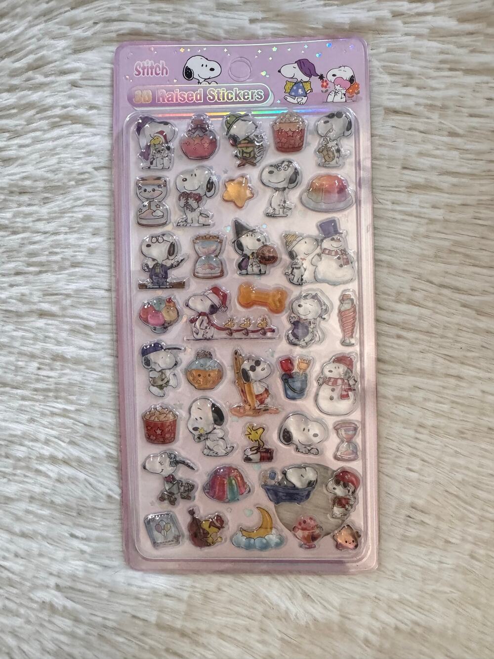 Snoopy 3D raised stickers sheets in different outfits and positions